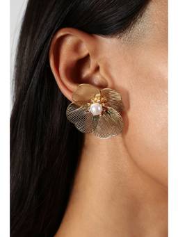 MINJI AND CO. - Golden Petals Gold Plating Brass Stud Earrings