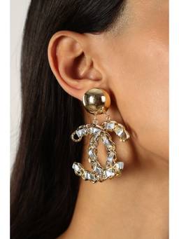 MINJI AND CO. - Duel Cross Gold Plating Brass Drop Earrings