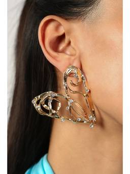 MINJI AND CO. - Heart Crown Gold Plating Brass Stud Earrings