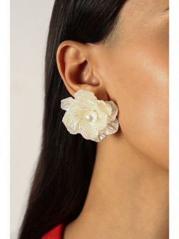 MINJI AND CO. - Descent Floral Snow White Gold Plating Brass Stud Earrings