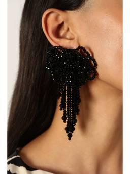 MINJI AND CO. - Royal Look Black Elegant Gold Plating Brass Drop Earrings