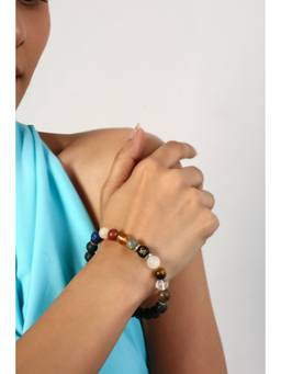 MINJI AND CO. - Solar System Natural Stone Bead Multi Color Brass Bracelet