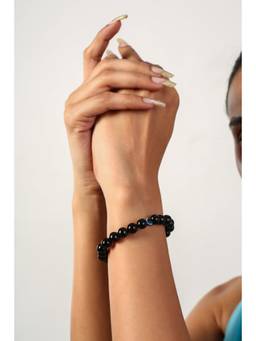 MINJI AND CO. - The Onyx and Evil Eye Protection Black Brass Bracelet