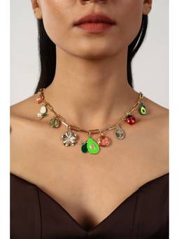 MINJI AND CO. - Minimal Multi Charm Heart Gold Plating Brass Necklace