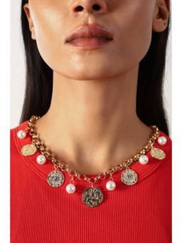 MINJI AND CO. - Signature Multi Charm Heart Gold Plating Brass Necklace
