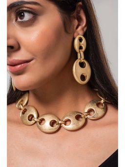 MINJI AND CO. - Chic 18 Kt Light Weight Gold Plating Brass Jewellery Set