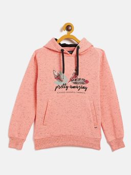 CRIMSOUNE CLUB - Girls Pink Printed Hooded Sweatshirt