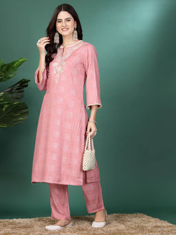 Nayam by lakshita - Embroidered Regular Thread Work Kurta with Pants (Set of 2)