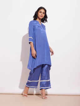 Pink Fort - Viscose Handkerchief Kurta and Palazzo Blue (Set of 2)