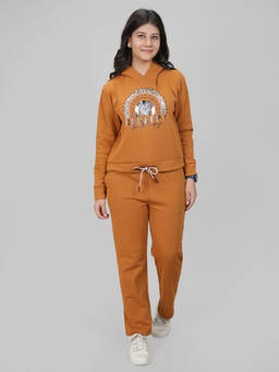 She N She - Typography Mustard Hoodie And Pyjama