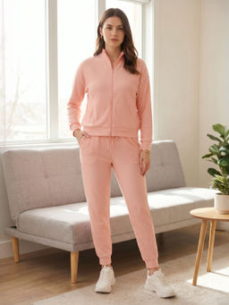 She N She - High Neck Jacquard T-Shirt With Joggers