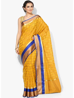 Banarasi Silk Works - Yellow Art Silk Saree with Unstitched Blouse