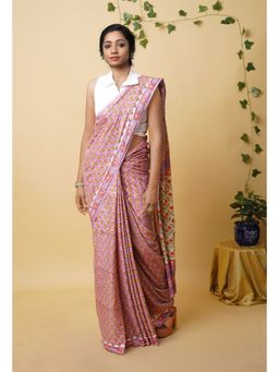 Unnati Silks - Purple Pure Rapid Printed Superfine Mulmul Cotton Saree with Unstitched Blouse