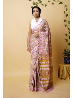 Unnati Silks - Purple Pure Rapid Printed Superfine Mulmul Cotton Saree with Unstitched Blouse