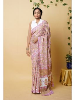 Unnati Silks - Purple Pure Rapid Printed Superfine Mulmul Cotton Saree with Unstitched Blouse