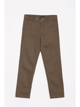 Allen Solly - Boys Brown Slim Fit Solid Trousers