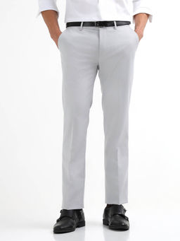 Arrow Newyork - Grey Men's Dobby Regular Fit Formal Trousers