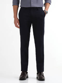 Arrow Newyork - Black Men's Dobby Super Slim Fit Formal Trousers
