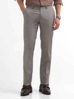 Arrow Newyork - Grey Men's Dobby Regular Fit Formal Trousers