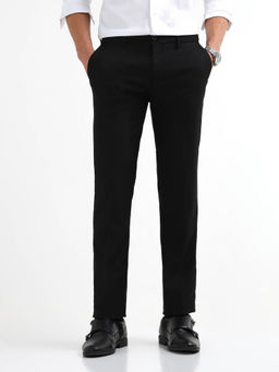 Arrow Newyork - Black Men's Dobby Regular Fit Formal Trousers