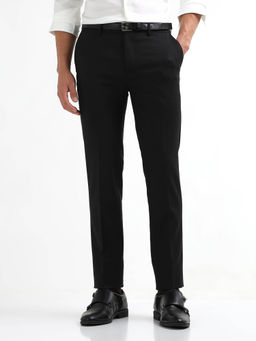 Arrow Newyork - Black Men's Dobby Super Slim Fit Formal Trousers