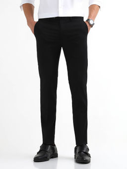 Arrow Newyork - Black Men's Dobby Super Slim Fit Formal Trousers