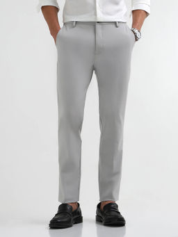 Arrow Newyork - Grey Men's Super Slim Fit Solid Formal Trousers