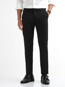 Arrow Newyork - Black Men's Dobby Super Slim Fit Formal Trousers