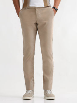 Arrow Sports - Beige Men's Slim Fit Corduroy Casual Trousers