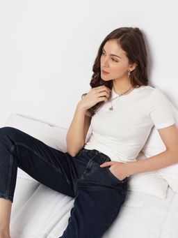 VERO MODA - Women Solid White Casual T-shirt