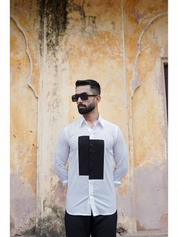 LABEL MAE - White Color Block Shirt