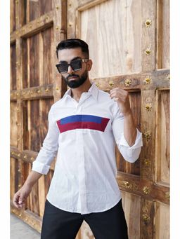 LABEL MAE - White Color Block Shirt