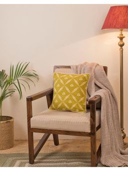 Fabindia - Green Cotton Printed Amaltas Cushion Cover