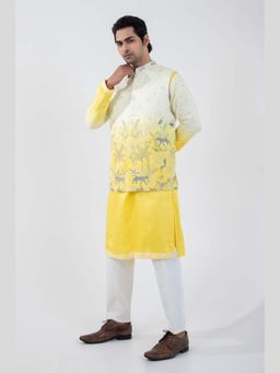 SMRITI - Yellow Ombre Kurta with Pant and Nehru Jacket