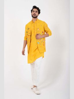 SMRITI - Yellow Kurta with Pant and Nehru Jacket