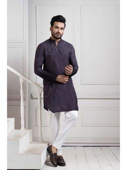 SMRITI - Charcoal Eclipsed Elegance Embroidered Kurta with Pant