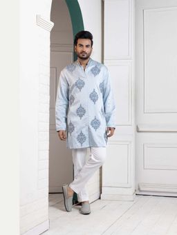 SMRITI - Sky Blue Embroidered Men's Kurta with Pant