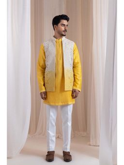 SMRITI - Yellow Sunstrike Nehru Jacket With Kurta And Pant