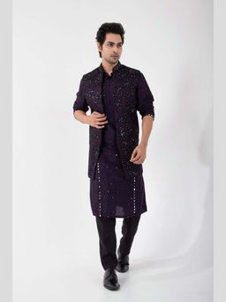 SMRITI - Purple Embroidered Nehru Jacket