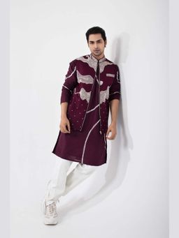 SMRITI - Maroon Embroidered Nehru Jacket