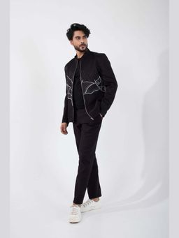 SMRITI - Black Obsidian Tide Bomber Jacket