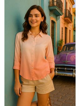 Maaesa - Women Peach Ombre Viscose Rayon Shirt
