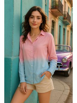Maaesa - Women Multi-Color Ombre Viscose Rayon Shirt