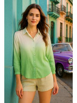 Maaesa - Women Green Ombre Viscose Rayon Shirt
