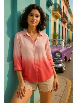 Maaesa - Women Rose Gold Ombre Viscose Rayon Shirt