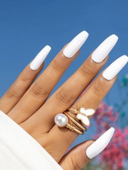 Jewels Galaxy - Gold Plated Gold-Toned Butterfly Inspired Stone Studded Cocktail Ring