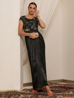 Miss Chase - Womens Black Sweetheart-Neck Maxi Velvet Dress