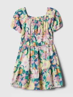 GAP - Multi-Colour Girl's Floral Print Short Sleeve Tiered Dress