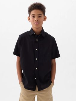 GAP - Black Boy's Half Sleeves Spread Collar Shirt