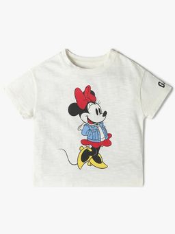GAP - Off White Girl's Minnie Mouse Graphic Print Half Sleeves T-Shirt